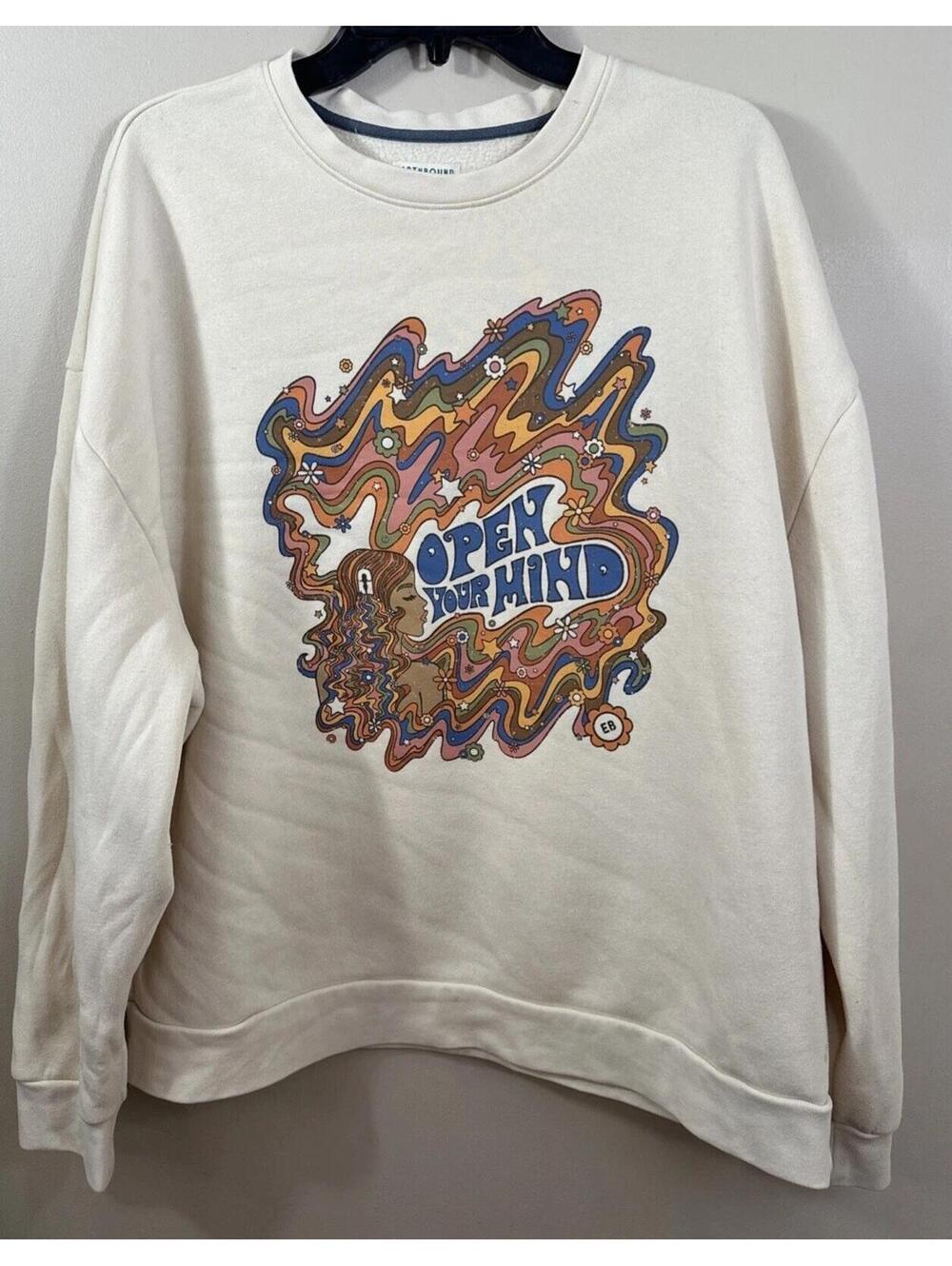 Earthbound Graphic Crew Neck Pullover Sweatshirt Psychedelic Hippie Boho